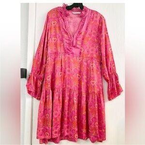 Odd Molly Long Sleeve Pink Floral Women's Mini Dress Size 0/XS
